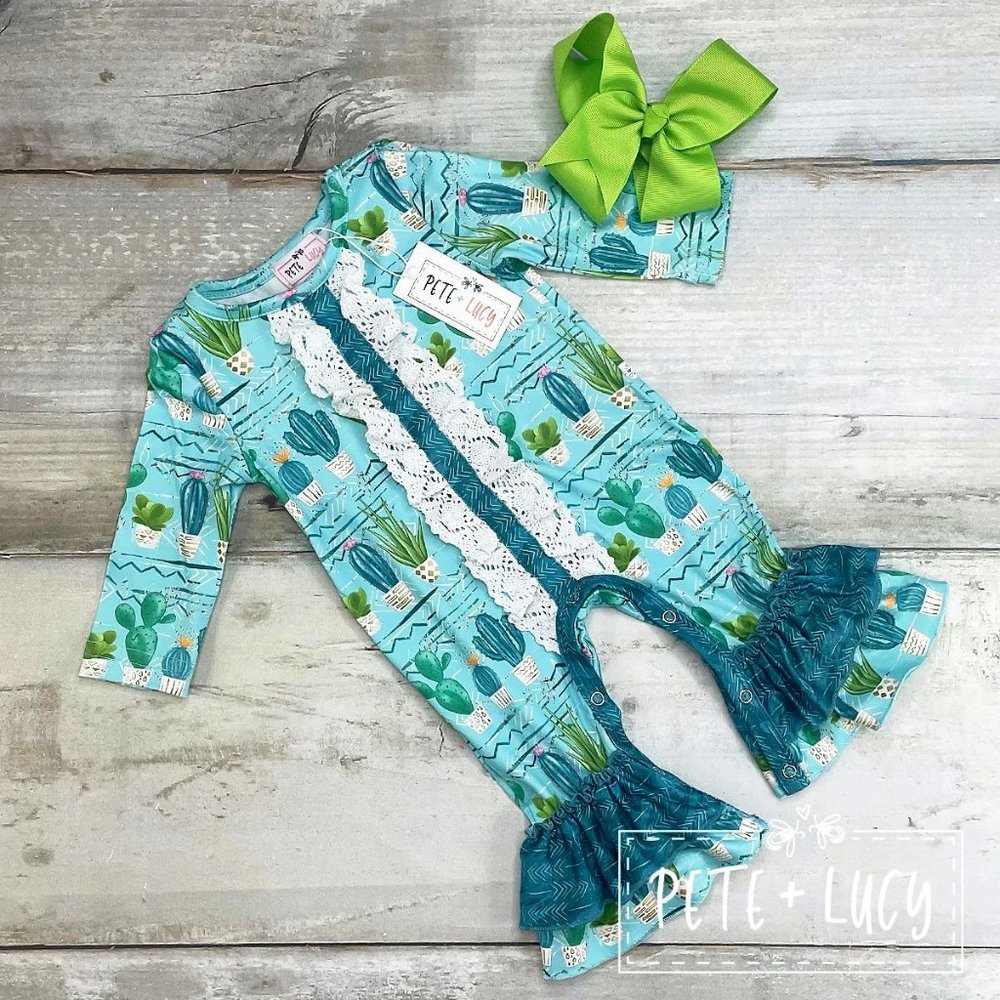 Pete and Lucy 12-18 month Cactus Cutie Romper